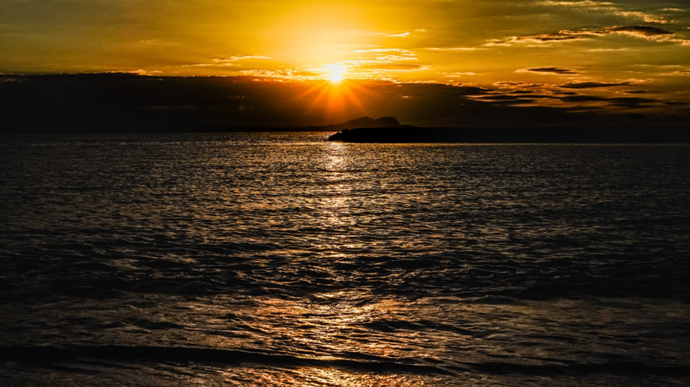 千葉の海辺で夕日を眺めながら家族の思い出を作る様子